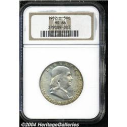 1952-D 50C MS66 NGC. Variegated forest-green,