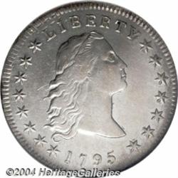 1795 S$1 Flowing Hair, Three Leaves AU55 NGC.