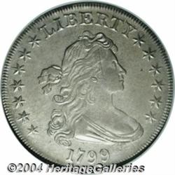 1799 S$1 AU58 NGC. B-6, BB-162, R.3. Die State