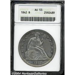 1842 S$1 AU53 ANACS. The "blundered date"