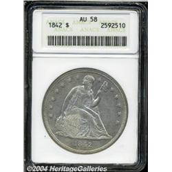 1842 S$1 AU58 ANACS. A lightly toned slider