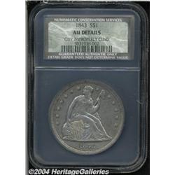 1843 S$1 AU Details, Obverse Improperly
