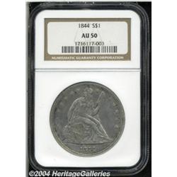 1844 S$1 AU50 NGC. One of just 20,000 Silver