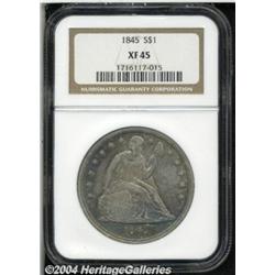1845 S$1 XF45 NGC. Scarce as a date, one of