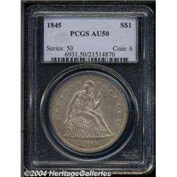 1845 S$1 AU50 PCGS. The light gray surfaces