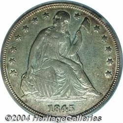 1845 S$1 AU58 PCGS. Exuberantly toned in