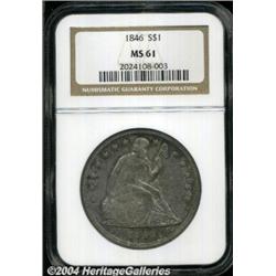 1846 S$1 MS61 NGC. Rich lavender and gold