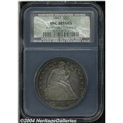 1847 S$1 MS60 Details, Improperly Cleaned,