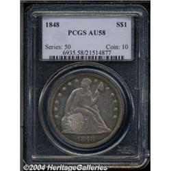 1848 S$1 AU58 PCGS. The obverse has medium