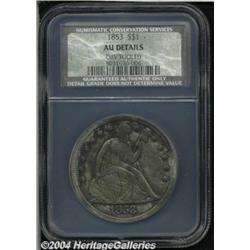 1853 S$1 AU50 Details, Obverse Tooled, NCS. A