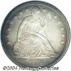 1859-S S$1 AU Details, Burnished, NCS. The