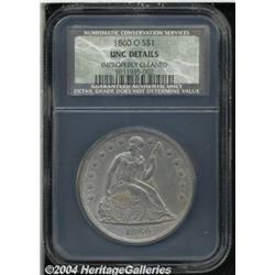 1860-O S$1 MS60 Details, Improperly Cleaned,