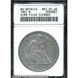 1861 S$1--Rims Filed, Cleaned--ANACS. AU