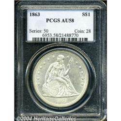 1863 S$1 AU58 PCGS. A sharply struck Civil War