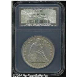 1869 S$1 MS60 Details, Improperly Cleaned,