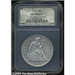 1870 S$1 AU50 Details, Improperly Cleaned,