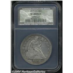 1870-CC S$1 VF20 Details, Damaged, NCS.
