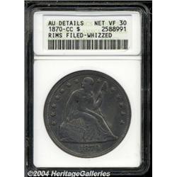 1870-CC S$1--Rims Filed, Whizzed--ANACS. AU
