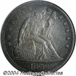 1870-CC S$1 AU55 NGC. Variety 1-D. Deep