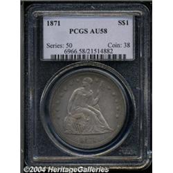1871 S$1 AU58 PCGS. Even light gray color over