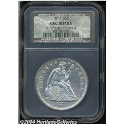 1871 S$1 MS60 Details, Improperly Cleaned,