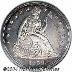 1859 S$1 PR64 NGC. An earlier proof delivery