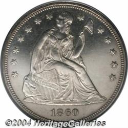 1860 S$1 PR62 PCGS. Although 1,330 proofs were