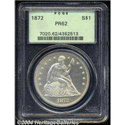 1872 S$1 PR62 PCGS. Honey-gold hues endow the