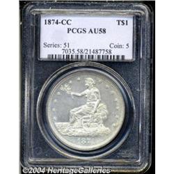 1874-CC T$1 AU58 PCGS. A relatively unabraded
