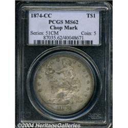 1874-CC T$1 Chop Mark MS62 PCGS. A series of