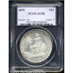 1875 T$1 AU58 PCGS. Type Two Reverse. The