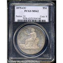 1875-CC T$1 MS62 PCGS. Type One Reverse. Rich