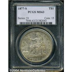 1877-S T$1 MS63 PCGS. Attractive gray-gold