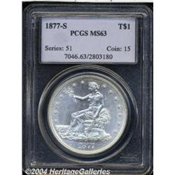 1877-S T$1 MS63 PCGS. Boldly struck and