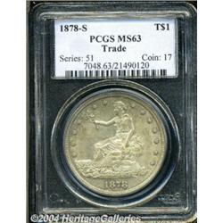 1878-S T$1 MS63 PCGS. Golden-gray toning