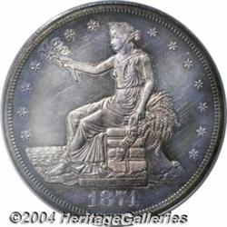 1874 T$1 PR63 Cameo PCGS. Moderate violet-gray