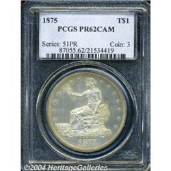 1875 T$1 PR62 Cameo PCGS. Type Two Reverse. A