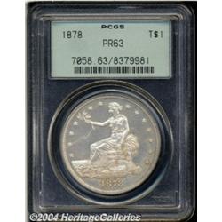 1878 T$1 PR63 PCGS. Well struck with lovely,