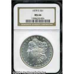 1878-S S$1 MS66 NGC. Nearly untoned save for