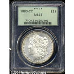 1880-CC S$1 MS63 PCGS. Bright mint luster with