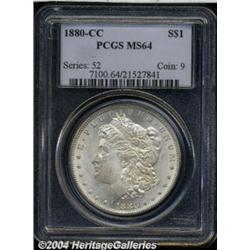 1880-CC S$1 MS64 PCGS. Delicate golden-gray