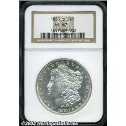 1880-S S$1 MS67 NGC. Untoned with bright,