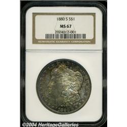 1880-S S$1 MS67 NGC. Magnificent rainbow tones
