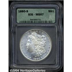 1880-S S$1 MS67 ICG. Well struck, fully