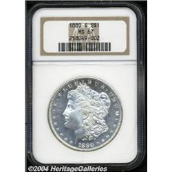 1880-S S$1 MS67 NGC. Brilliant overall with