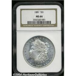 1881 S$1 MS66 NGC. A brilliant and lustrous