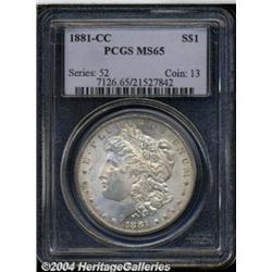 1881-CC S$1 MS65 PCGS. A minimally abraded,