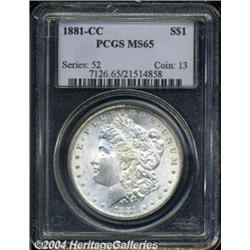 1881-CC S$1 MS65 PCGS. The clean, frosty