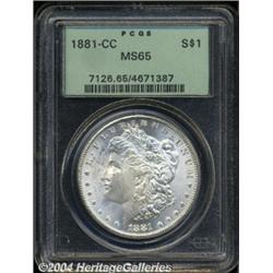 1881-CC S$1 MS65 PCGS. Well struck and highly