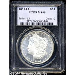 1881-CC S$1 MS66 PCGS. A meticulously struck,